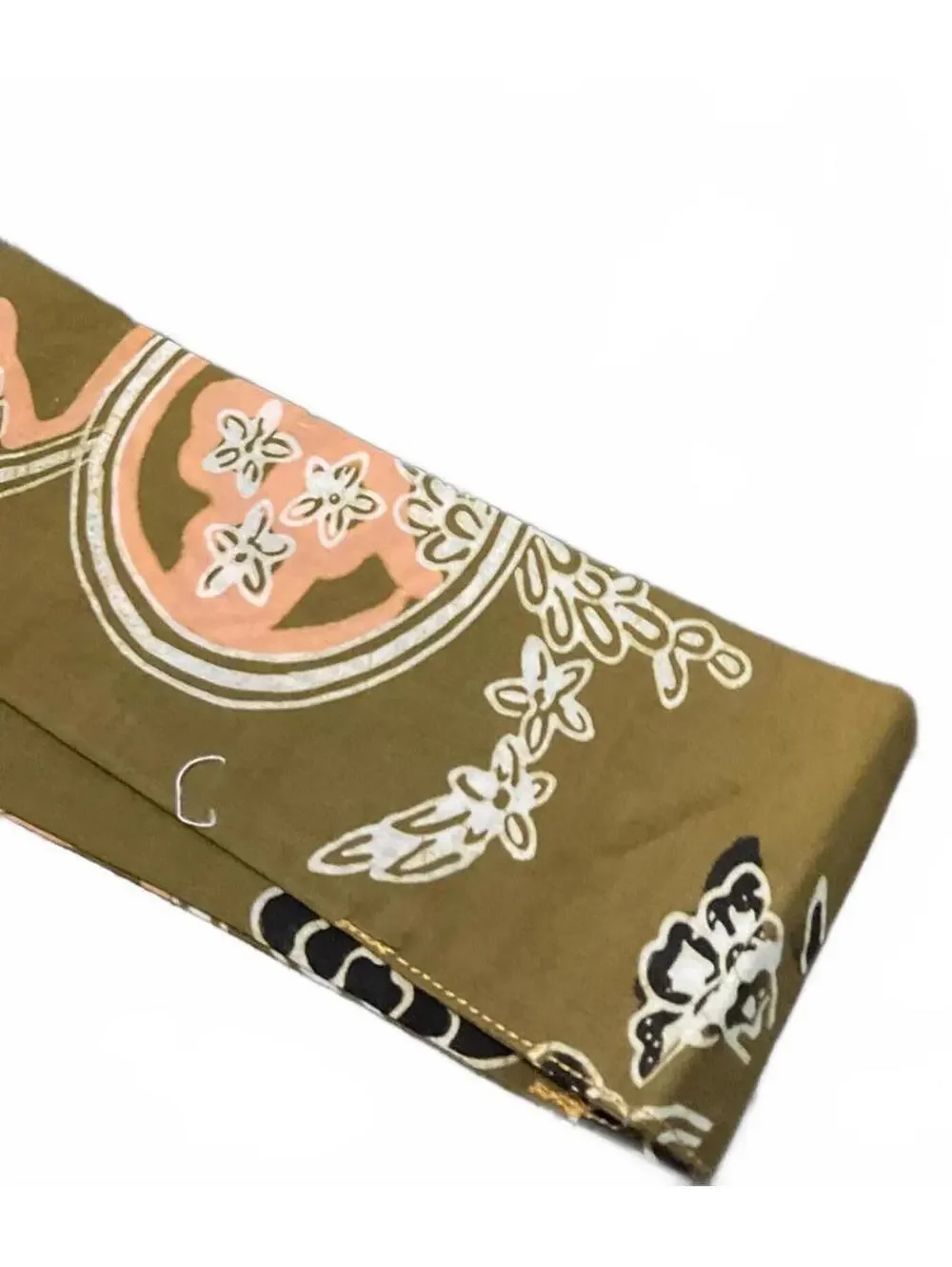 Women's Vintage Olive Green Floral Patterned Scarf/Belt